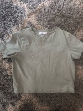 Cotton On Light Sage Green Cropped Crew Tee